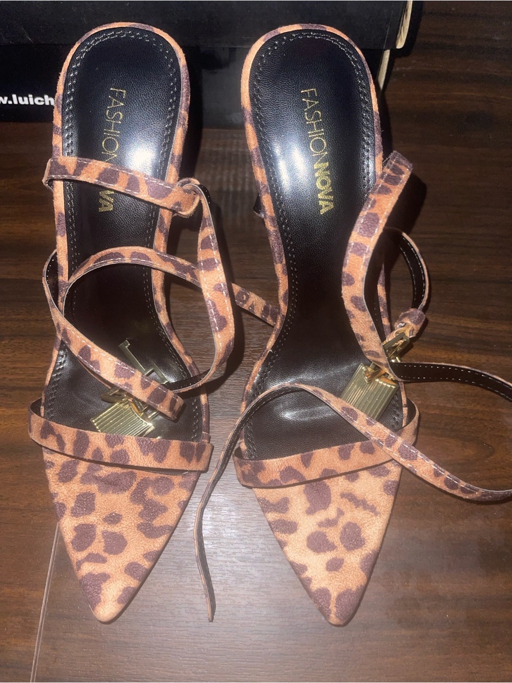 Fashion Nova Leopard-Print Strappy Pointed Heels - Tan & Brown